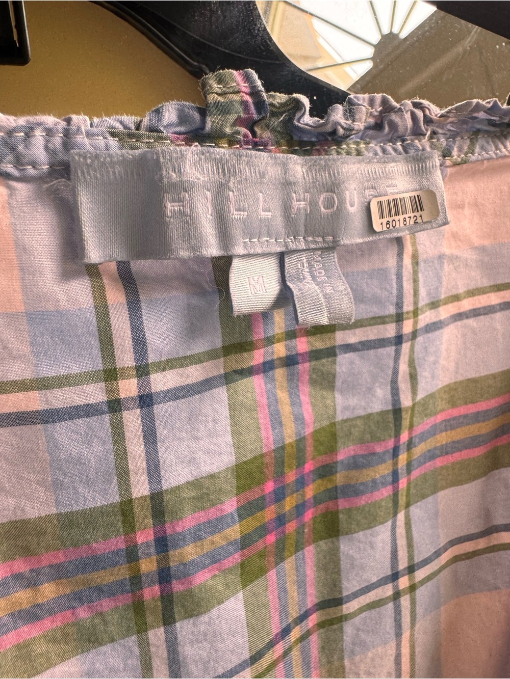 Hill House Home Sabrina Cotton Pastel Plaid Tie-Front Midi Dress Pink & Blue - Picture 9 of 9